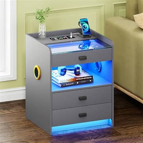 Dystler Nightstands with LED Lights, Smart Night Stand with India | Ubuy