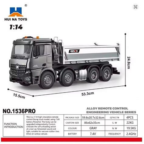 HUINA 1536PRO RC Car Alloy All-Scale Heavy-Duty Engineering Dump Truck ...