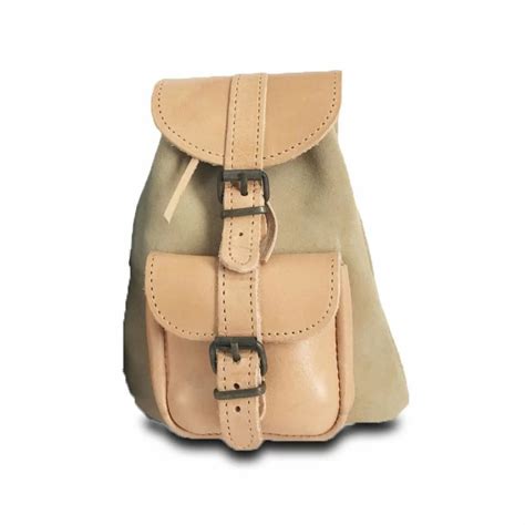 Leather Backpack Kouros 642, Taupe