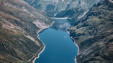 Wallpaper lake, mountains, aerial view, landscape hd, picture, image