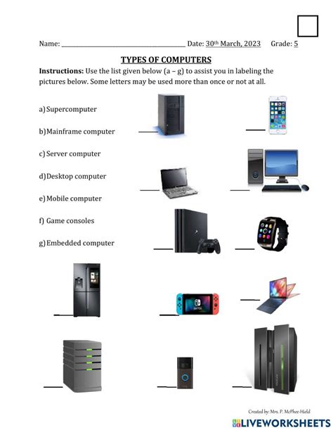 Image result for Picture of Types of Computer Name It Worksheet