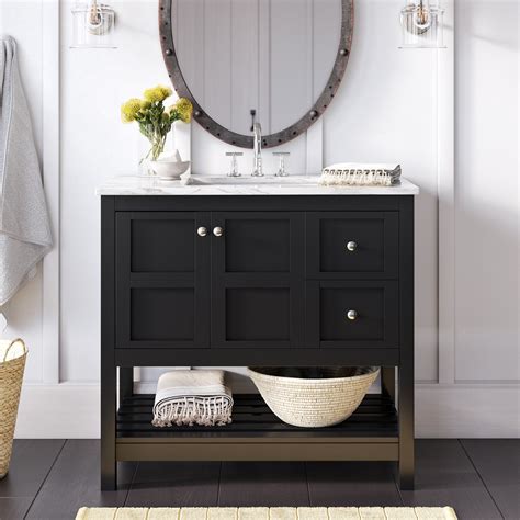 Wood Bathroom Vanity With Black Hardware at Christopher Foss blog