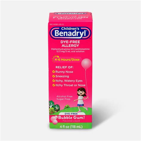 FSA Eligible Children's Benadryl Oral Solution, Bubble Gum Flavored, 4 ...
