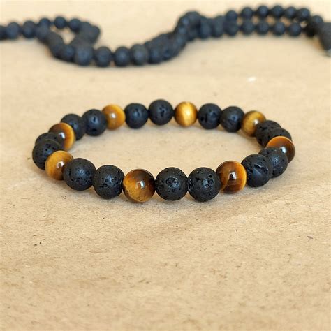 Buy Tigers Eye Bracelet, Lava Stone Bracelet, Groomsmen Gift, Groomsmen ...