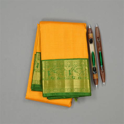 Hayagrivas Handloom Kanjivaram Silk Saree in Vibrant Mango Yellow KBD2 ...