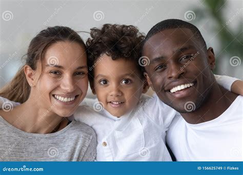 Happy Mixed Ethnicity Family with Cute Kid Son Bonding, Portrait Stock ...