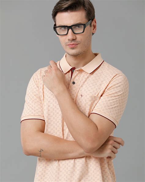 Classic Polo Men's Cotton Half Sleeve Printed Slim Fit Polo Neck Cream