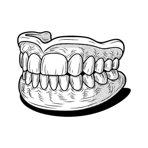 Human teeth denture illustration in retro black and white comic book ...