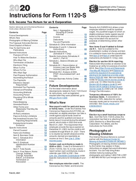 2020 Form IRS Instructions 1120S Fill Online, Printable, Fillable ...