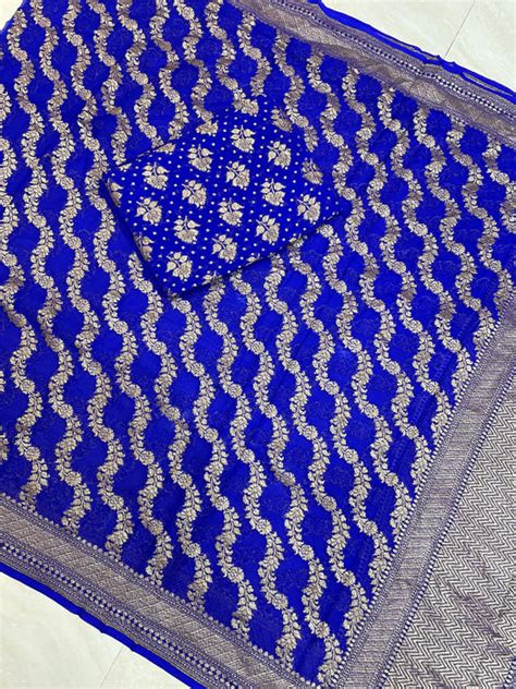 Khaddi Georgette Banarasi Dress material - Antique Zari — The Handlooms