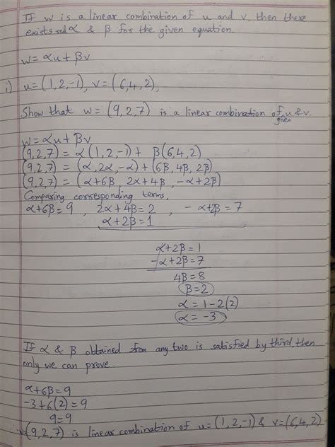 Consider the vectors u = (1, 2,-1) and v = (6, 4, 2) in r3. Show that w ...