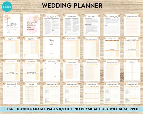 Wedding Planner Printable, Wedding Pages, Wedding Plan Bundle, Wedding ...