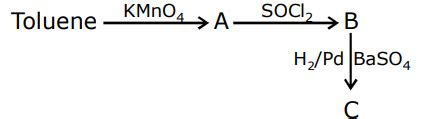 In the following sequence of reaction, C is