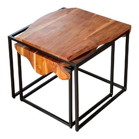 Gavino Waterfall Nesting Tables Set Of 2 – Nismaaya Decor