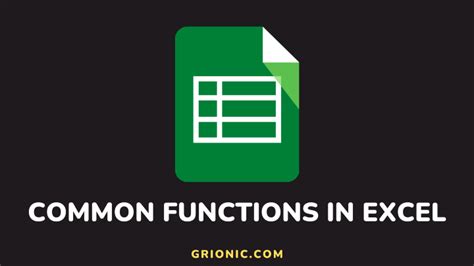Common Excel Functions 的图像结果