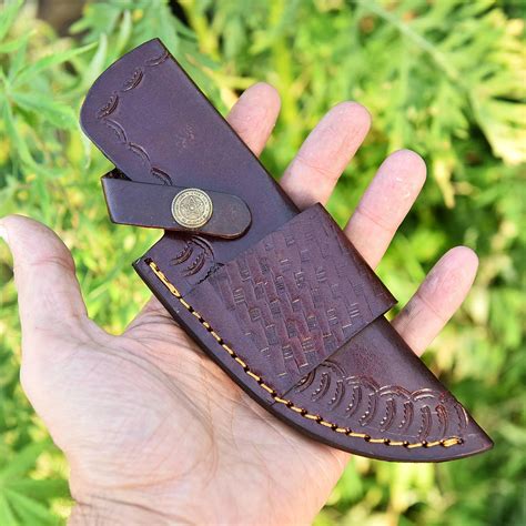 Custom Handmade Fixed Blade Engraved Leather Sheath / Holster Vertical ...