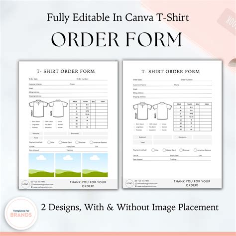 Editable T-shirt Order Form Template: Customizable Business Form - Etsy