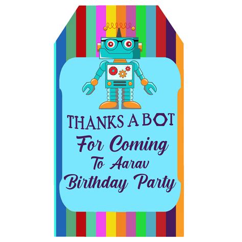 Buy Robot Party Decoration Thank You Gift Tags | Party Supplies ...