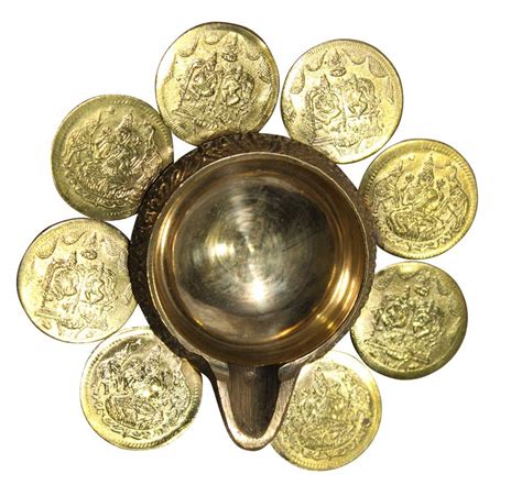 Buy Coolboss Ashta Kubera Vilakku Lakshmi Deepam, Brass, Oil Puja Lamp ...