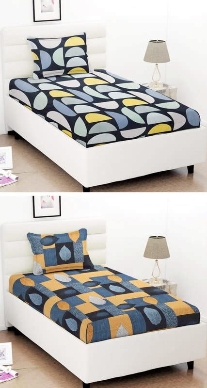 VAS COLLECTIONS Prime Combo Pack of 2 Single Bedsheet with 2 Pillow ...