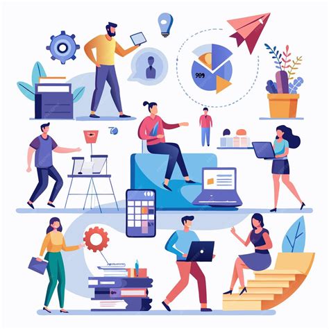 Business and office teamwork illustration collaborative work ...