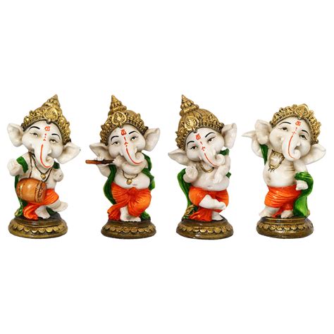 Dancing Ganesha Sculpture | Set of 4 Dancing Ganpati Online ...