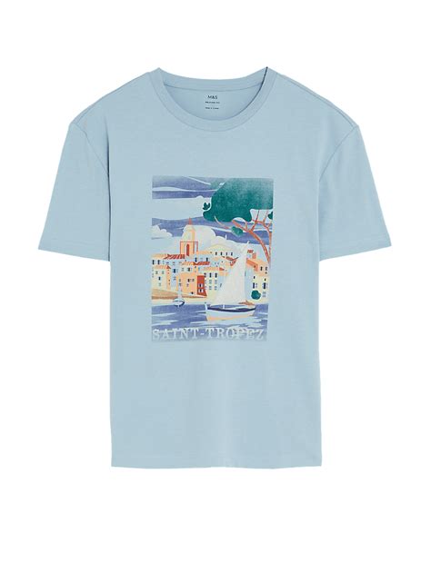 Buy Pure Cotton Cote d'Azur Graphic T-Shirt at Marks & Spencer