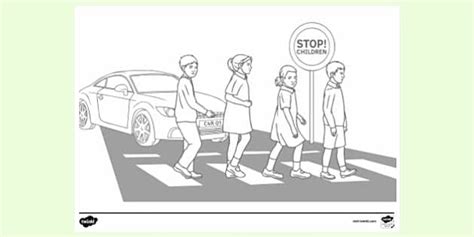 Busy Pedestrian Crossing Colouring Sheet (teacher made)
