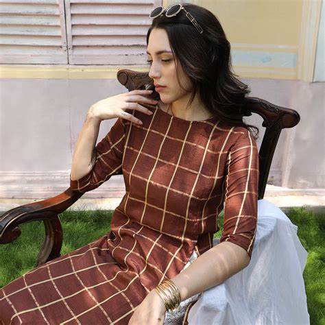 Qissa women's Chocolate Brown Graph Check Kurta
