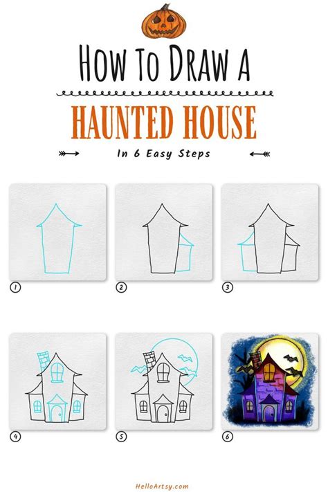 Image result for Haunted House Drawing Tutorial