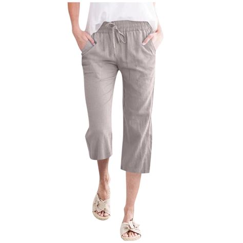 BKQCNKM Capri Pants for Women Linen Pants Women Gauze Pants for Women ...