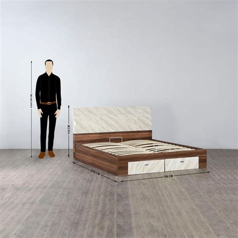 Buy Antonio Liri Queen Bed with Hydraulic Storage - Brown and White ...