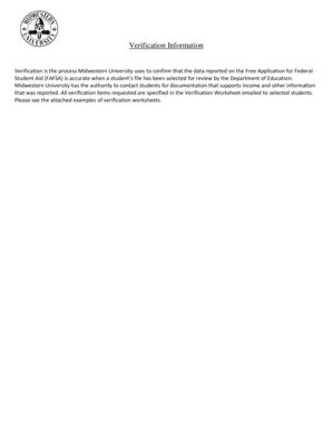 Fillable Online midwestern Verification Information - Midwestern ...