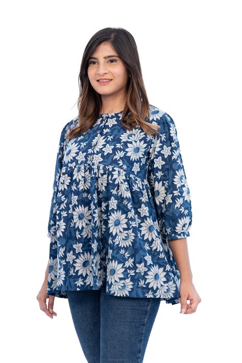 Suroor-e-Shararat Women's Pure Cotton Pleated Top - SPARSA India