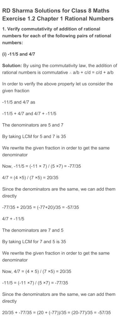 RD Sharma Chapter 1 – Rational Numbers Exercise 1.2 Solutions - RD ...