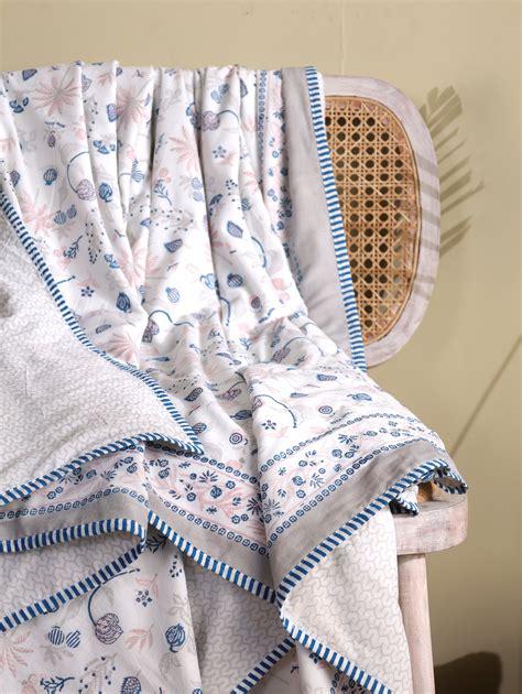 100% mulmul cotton handblock printed dohars or throws – NAMYA LIVING