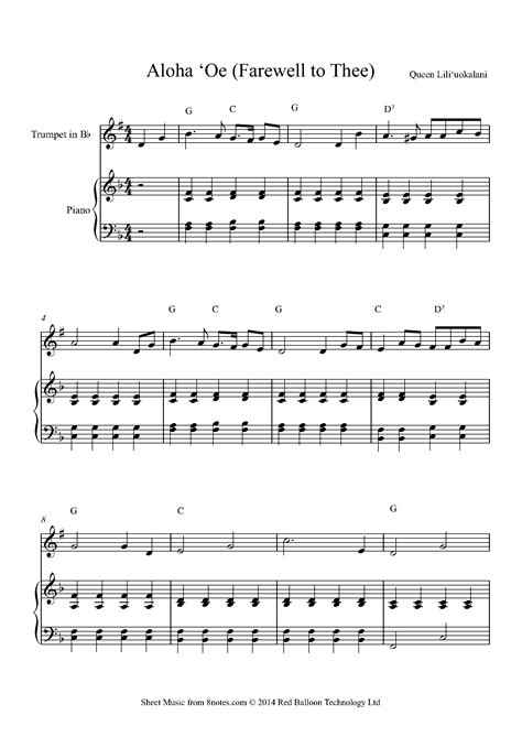 Aloha Oe Partitura