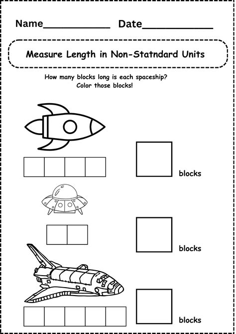Kindergarten Measurement Length Worksheets Height Measuring Math Printable Unit Part Kids ...