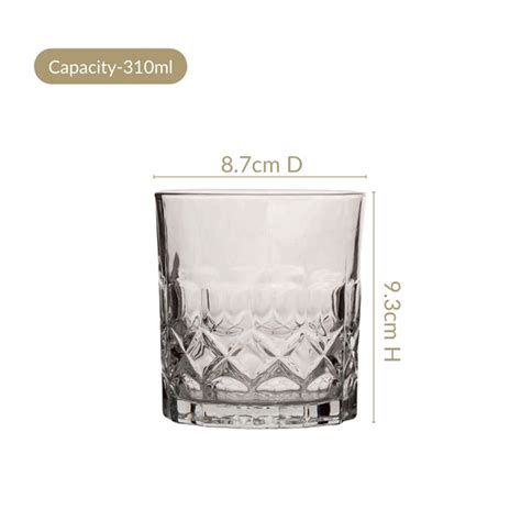 Geometric Embossed Scotch Glass Set Of 6 310ml Online - Premium Whiskey ...