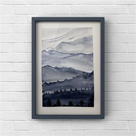 Abstract landscape watercolour painting, healing landscape, art
