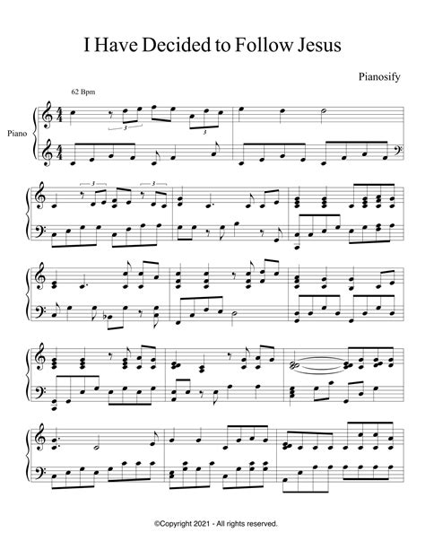 PIANO - I Have Decided to Follow Jesus (Piano Hymns Sheet Music PDF) by ...