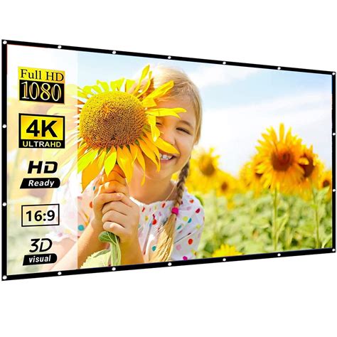 RANWAR Projector Screen 92 inch HD 4K Movies Screen Portable Widescreen ...