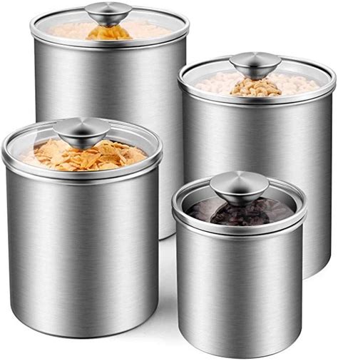 Deppon Airtight Canister Set, 4-Piece Stainless Steel Food Storage ...