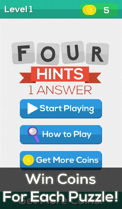 4 Hints 1 Answer - A Word Game:Amazon.in:Appstore for Android