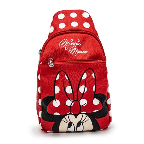 Buy Disney Bag, Sling, Minnie Mouse Face Close Up with Polka Dots, Red ...