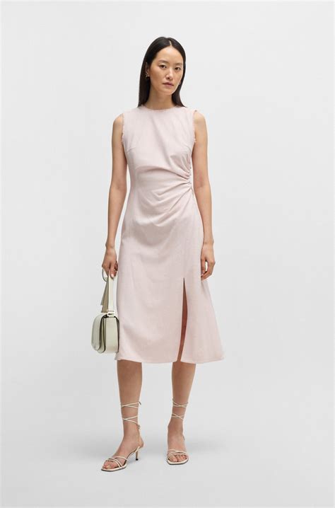 BOSS - Leather sandals with gold-tone chain - White