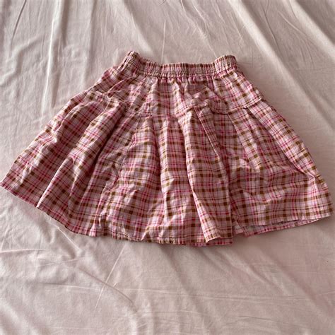 Pink plaid skirt #plaid #kawaii #coquette - Depop