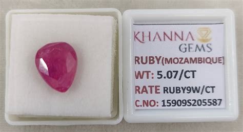 5.07/CT Natural Ruby Stone with Govt. Lab Certificate-15909S205587 ...