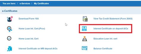 Download SBI Savings, Deposit account interest certificate