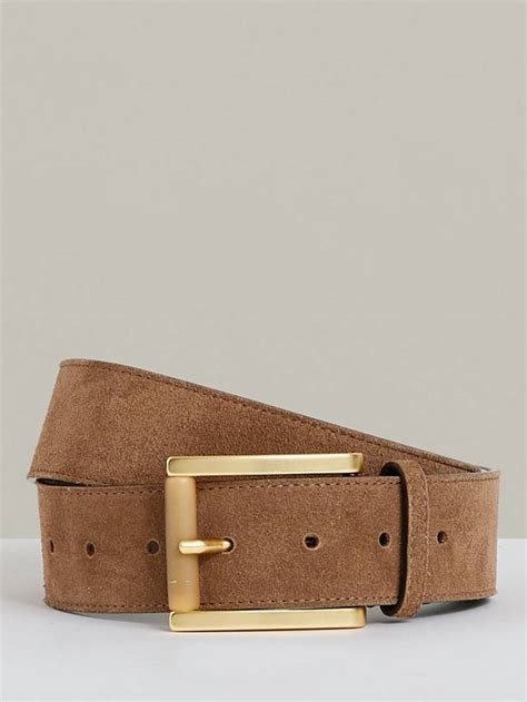 Reiss Rosie Roller Buckle Suede Belt, Tan